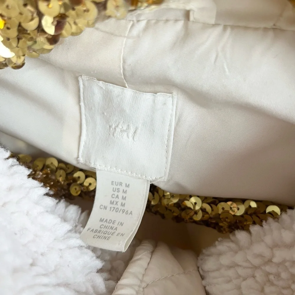 H&M Natural White Oversized Teddy Bear Jacket